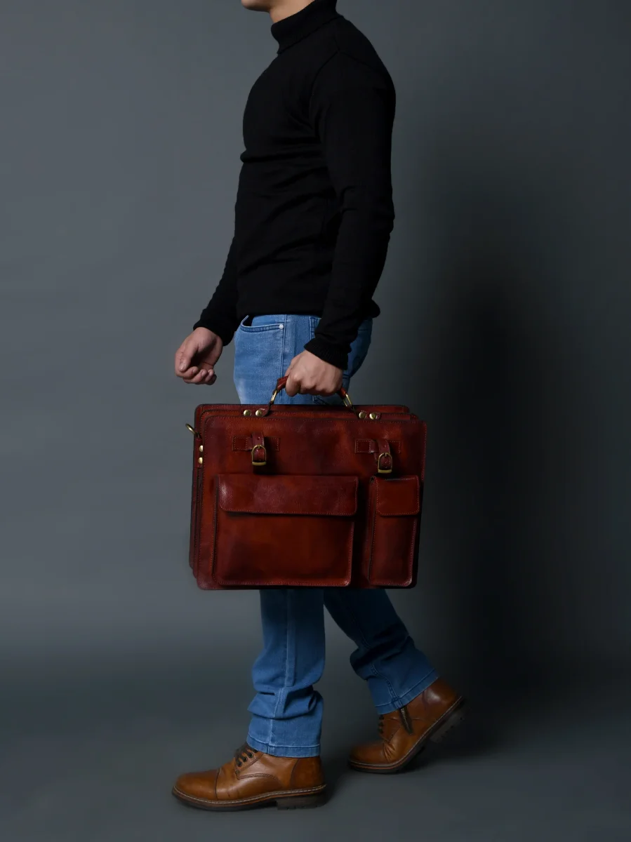 Tuscany Italian Leather Briefcase, Tan - Imagen 7