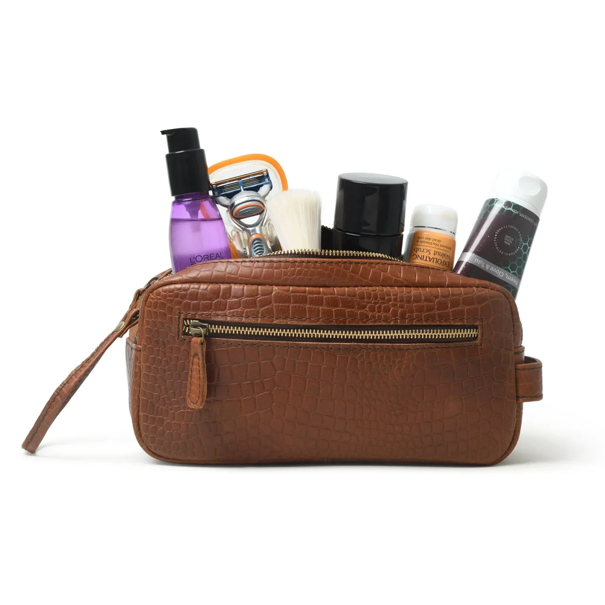 Hairon Croco Leather Toiletry Bag - Imagen 3