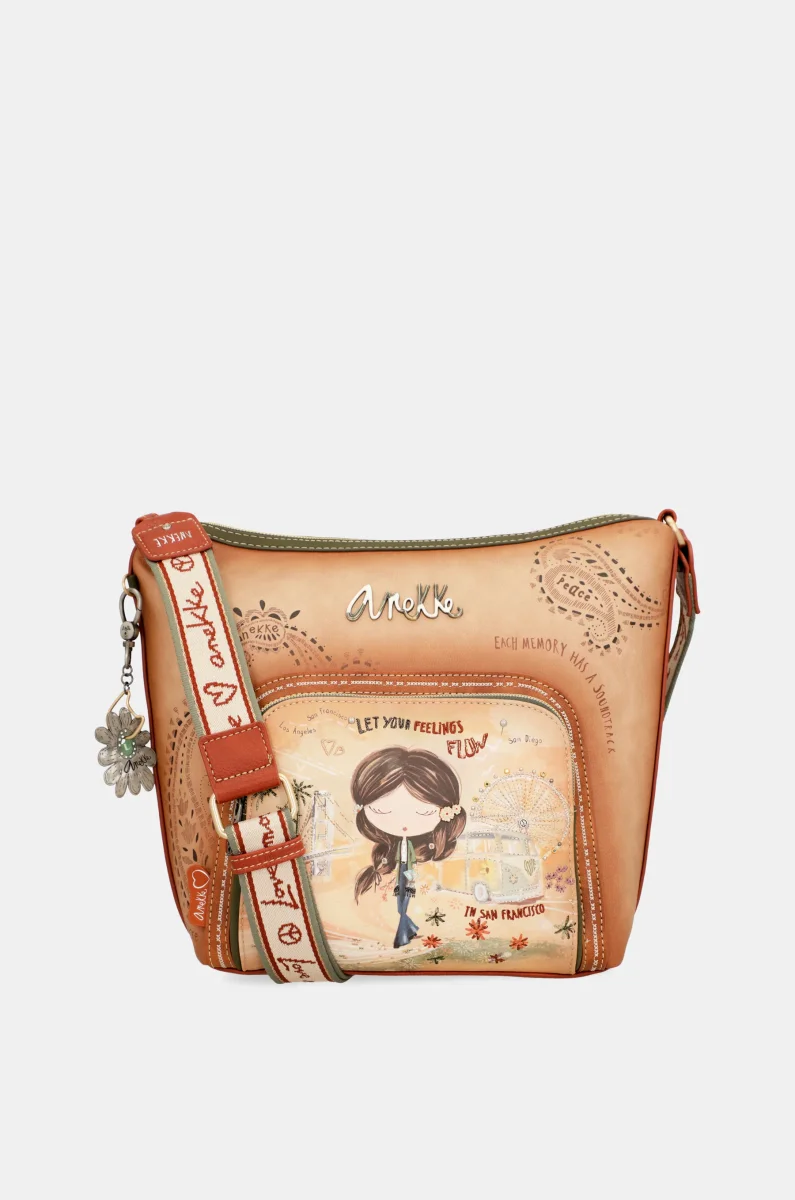 Bandolera grande Peace & Love Camel - Imagen 9