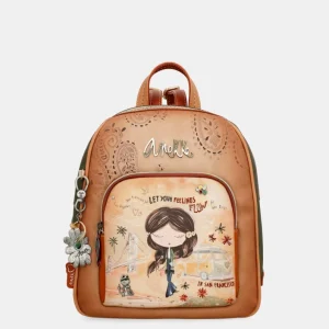 Mochila mediana Peace & Love Camel