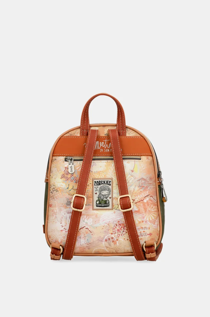 Mochila mediana Peace & Love Camel - Imagen 3