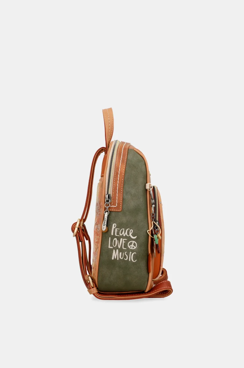 Mochila mediana Peace & Love Camel - Imagen 4