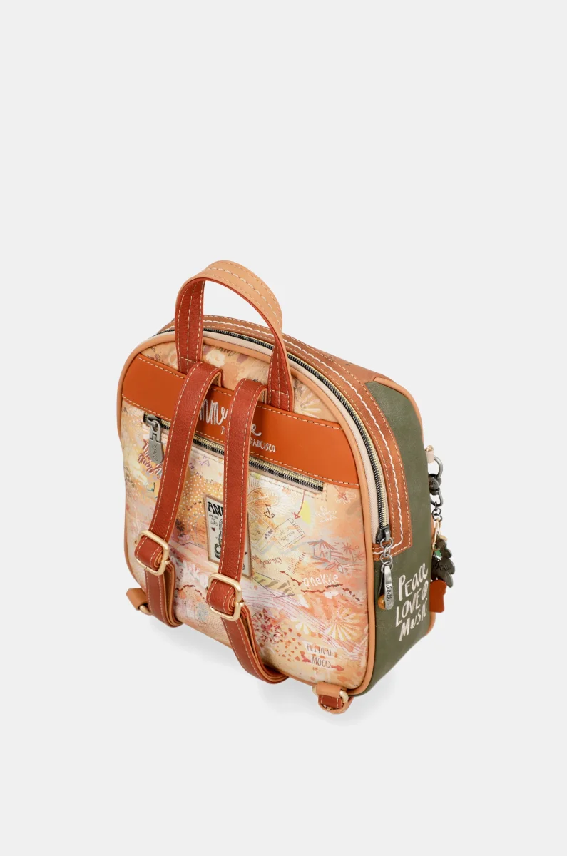 Mochila mediana Peace & Love Camel - Imagen 7
