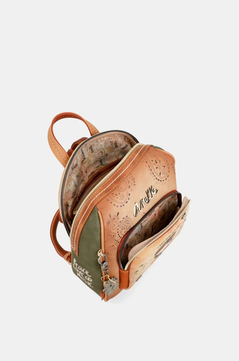 Mochila mediana Peace & Love Camel - Imagen 5