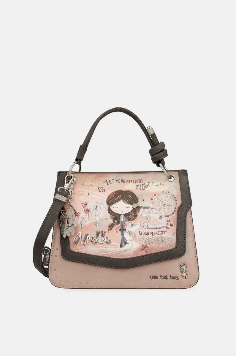 Bolso de solapa Peace & Love rosa - Imagen 2