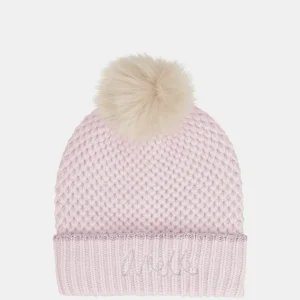 Gorro de punto con pompón rosa