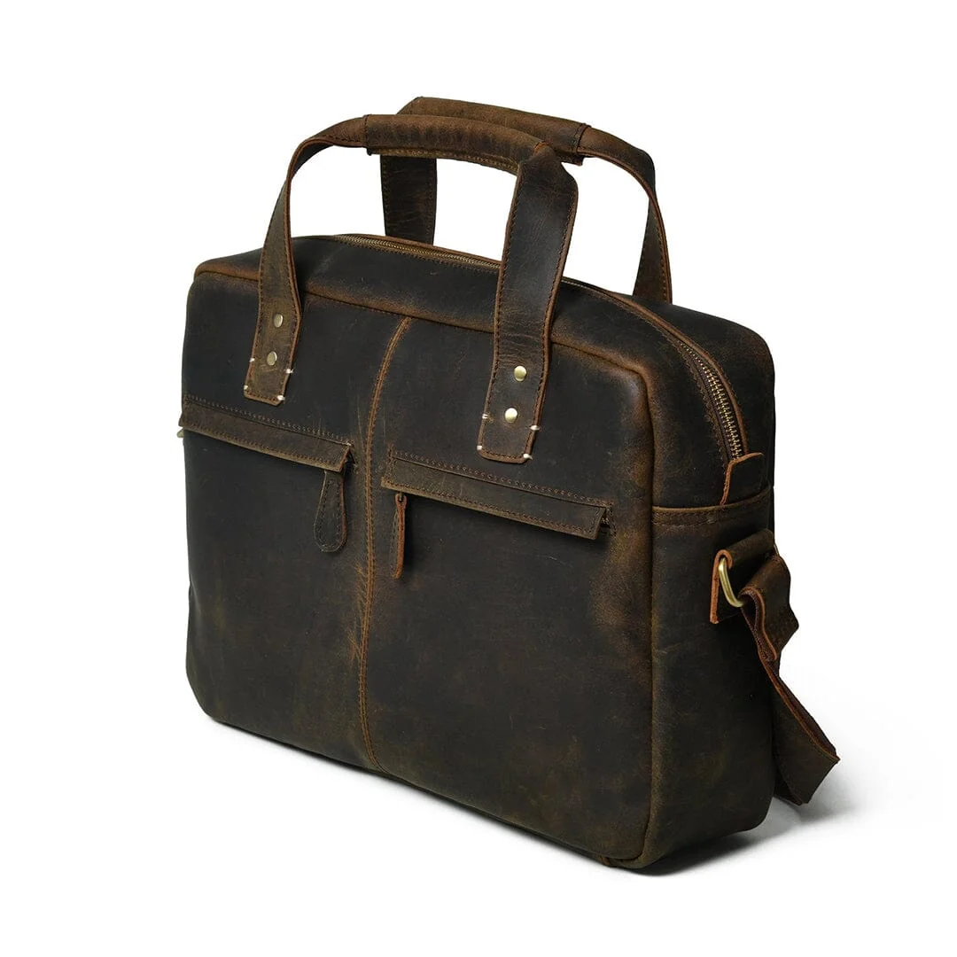 Perkins Buffalo Leather Office Briefcase - Imagen 4