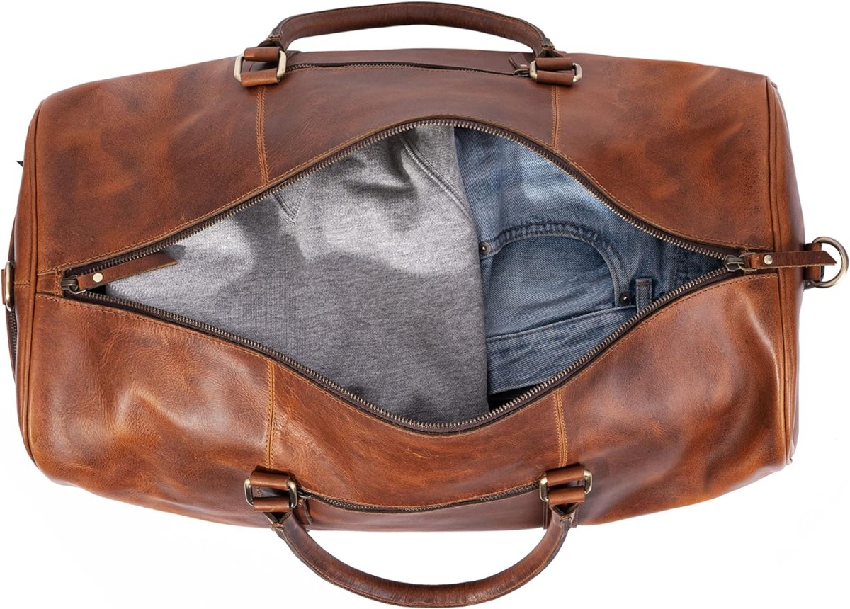 Tan Leather Trolley Bag 44L - Imagen 4