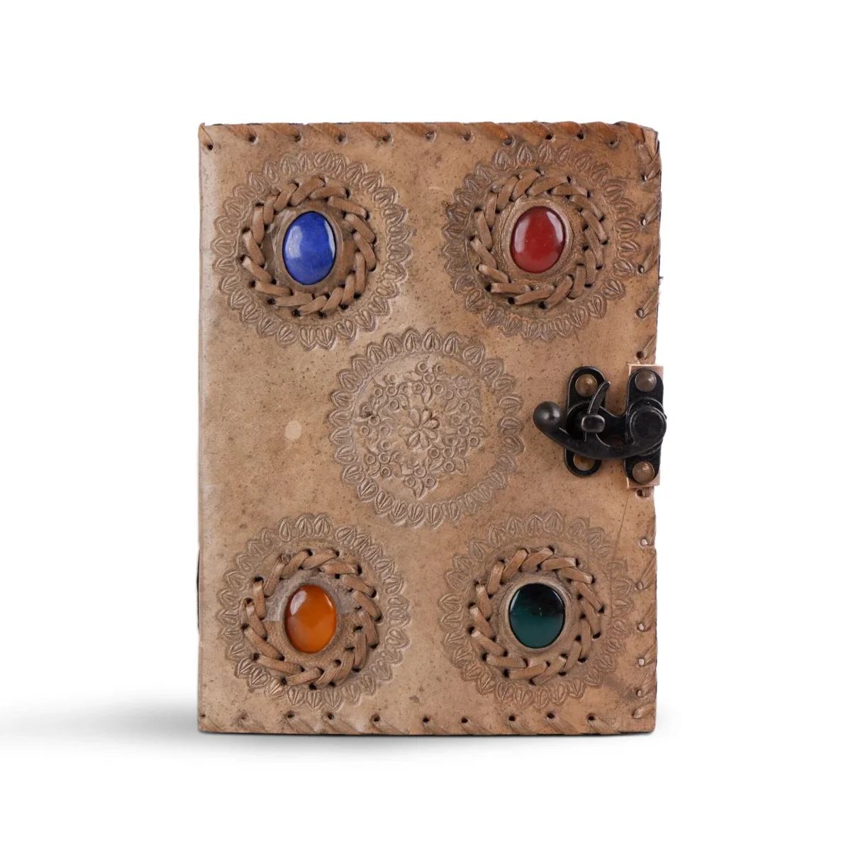 Handcrafted Vintage 4 Stone Leather Diary - Imagen 5
