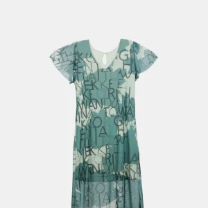 Vestido manga corta verde