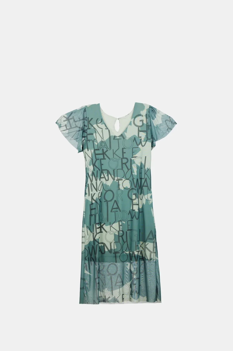 Vestido manga corta verde - Imagen 2