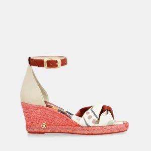 Sandalias de cuña yute rojas Alma