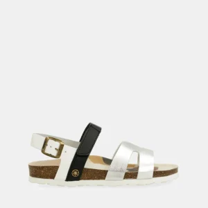 Sandalias plata y negras