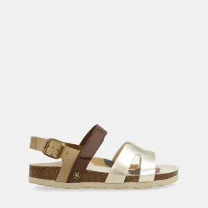 Sandalias oro y marrón
