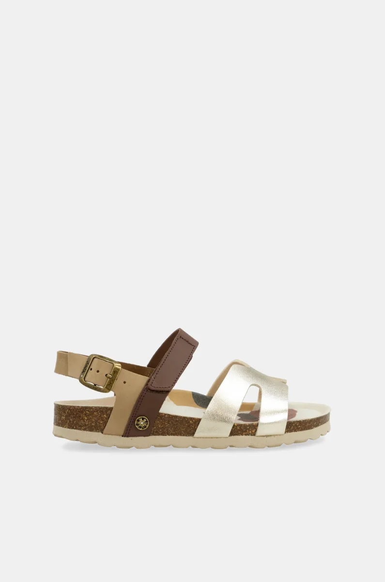 Sandalias oro y marrón - Imagen 2