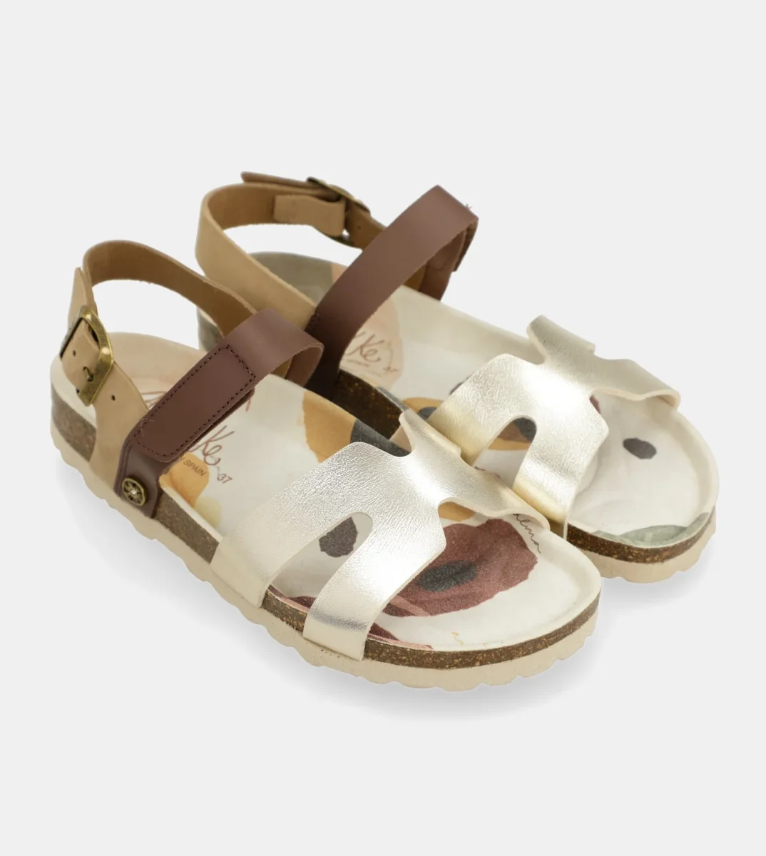 Sandalias oro y marrón - Imagen 7