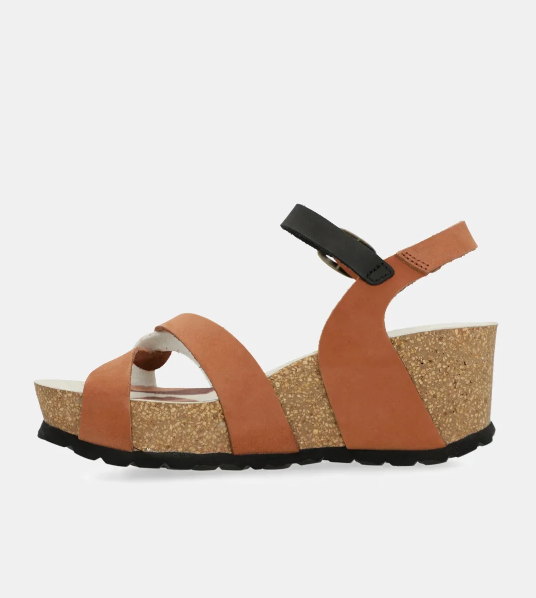 Sandalias cuña bio tiras cuero - Imagen 3