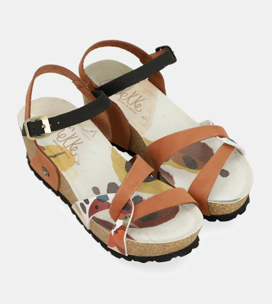 Sandalias cuña bio tiras cuero - Imagen 5