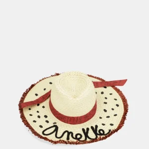 Sombrero de rafia lunares