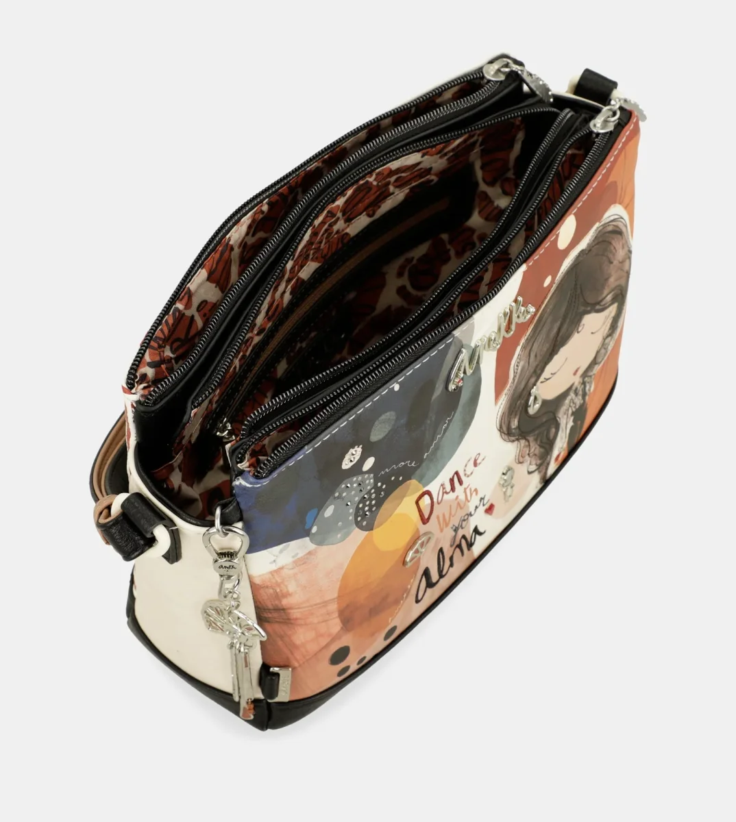 Bandolera estampada 3 compartimentos Alma - Imagen 7