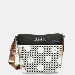 Bandolera grande con bolsillo frontal Lunares