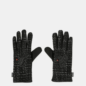 Guantes de tejido tweed negros