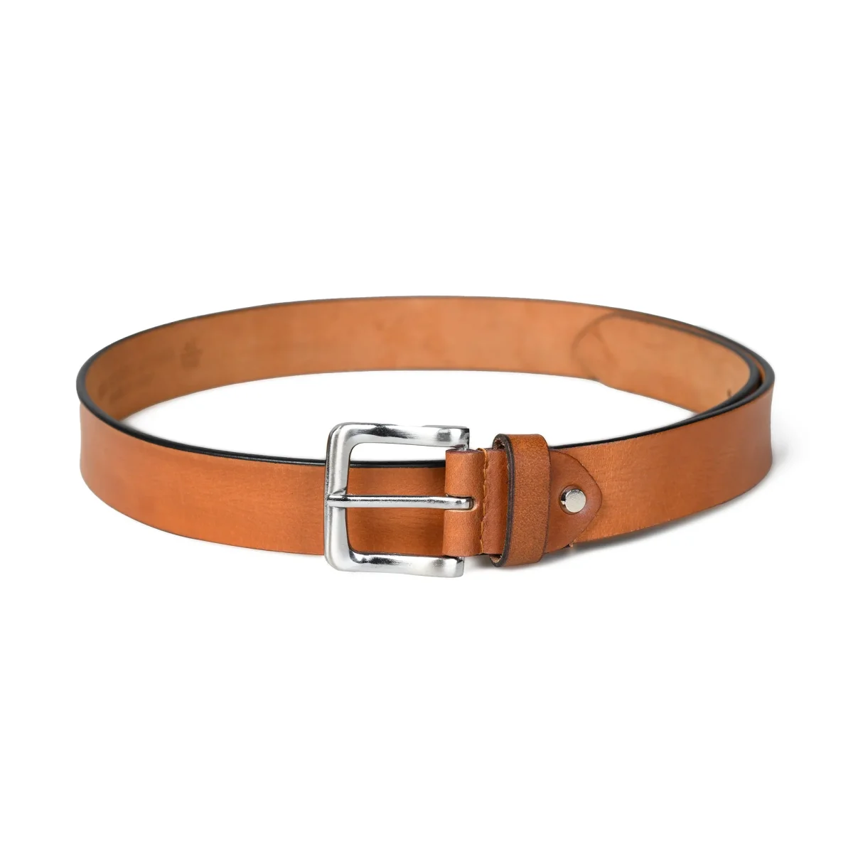 Classic Tan Leather Belt - Imagen 5