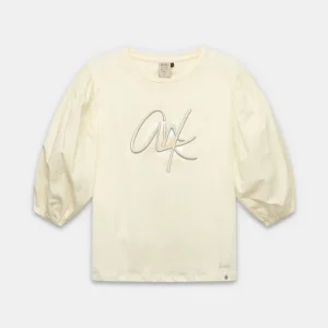 Camiseta con manga abullonada beige