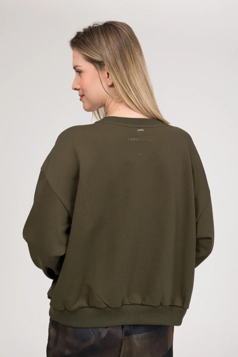 Sudadera de manga larga verde militar - Imagen 5