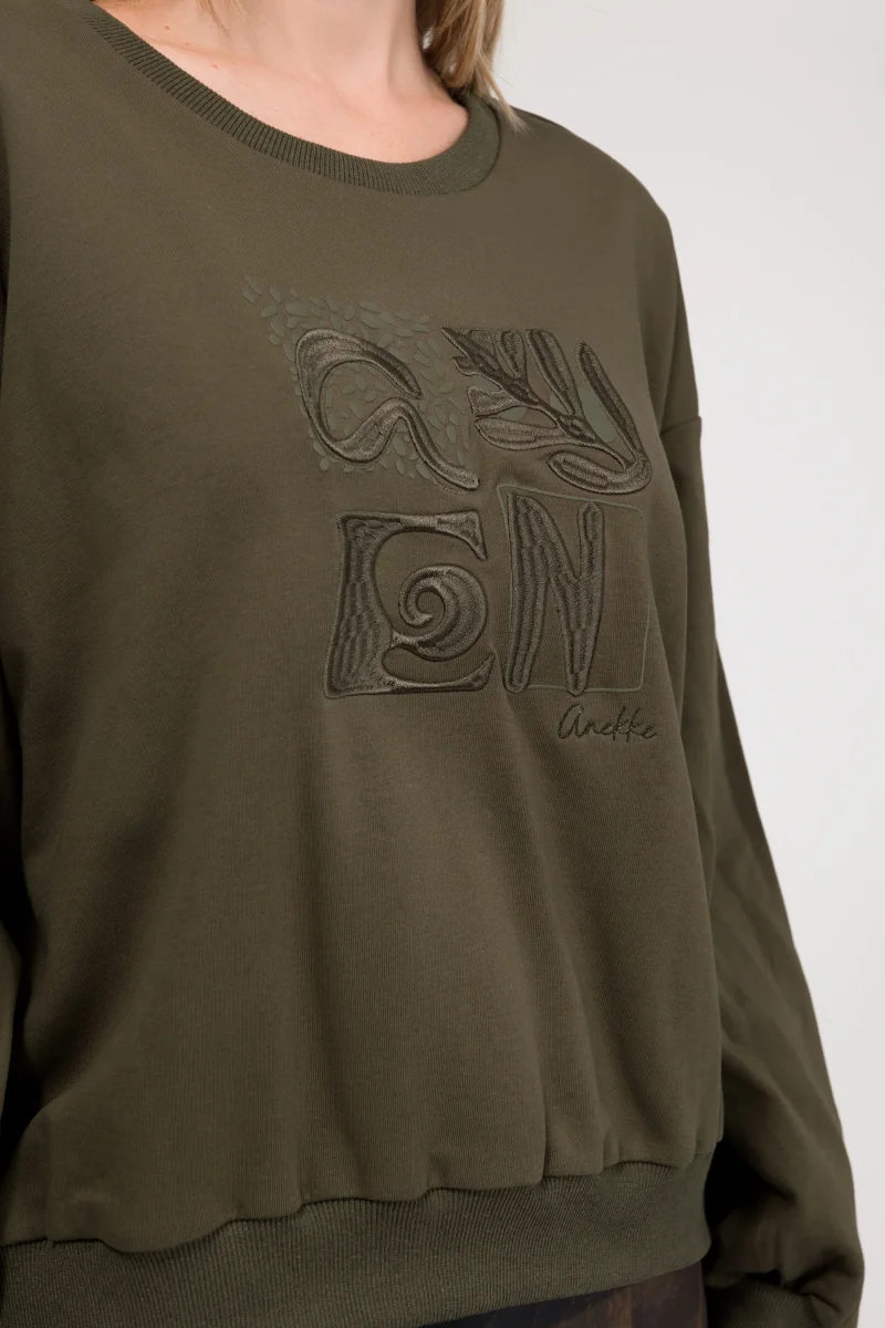Sudadera de manga larga verde militar - Imagen 6