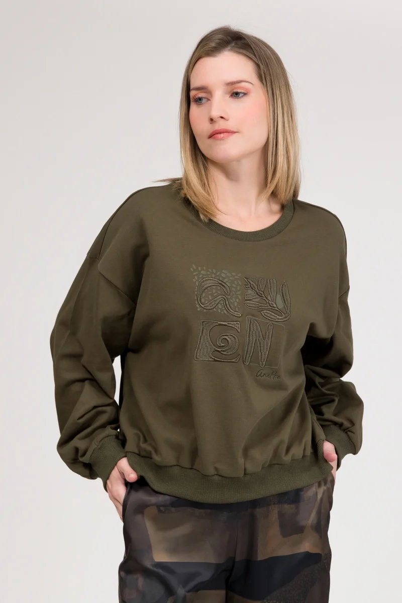 Sudadera de manga larga verde militar - Imagen 3