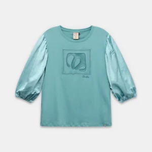 Camiseta con manga abullonada azul