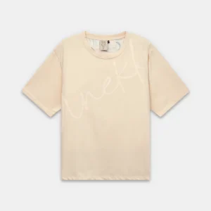 Camiseta de manga corta beige con estampado