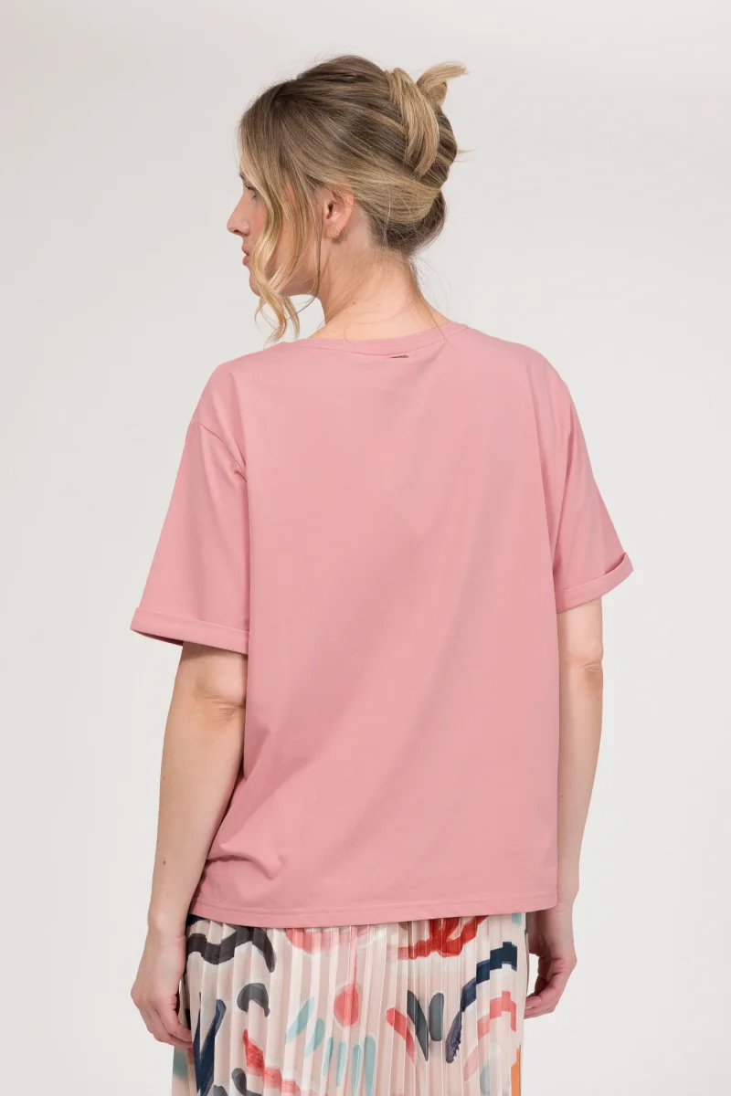 Camiseta de manga corta rosa con logo - Imagen 5