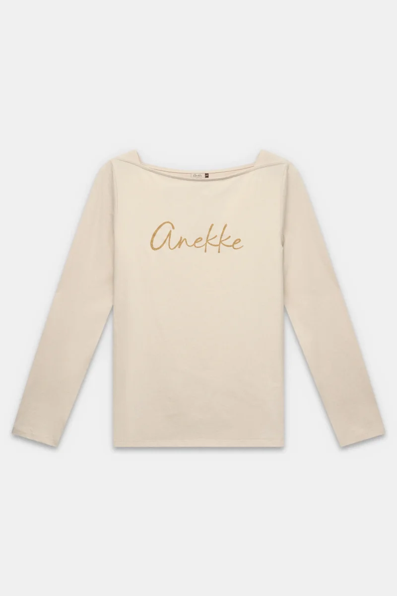 Camiseta de manga larga beige y logo - Imagen 2