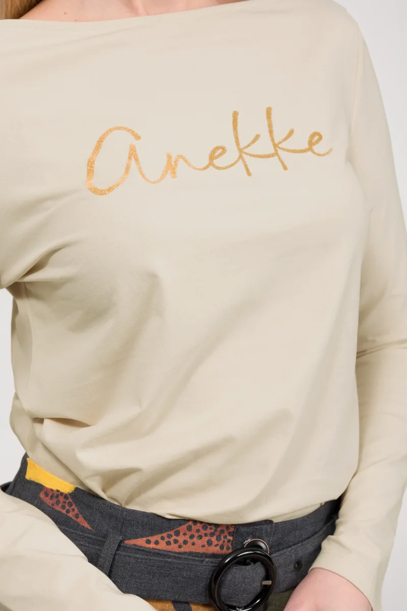 Camiseta de manga larga beige y logo - Imagen 6