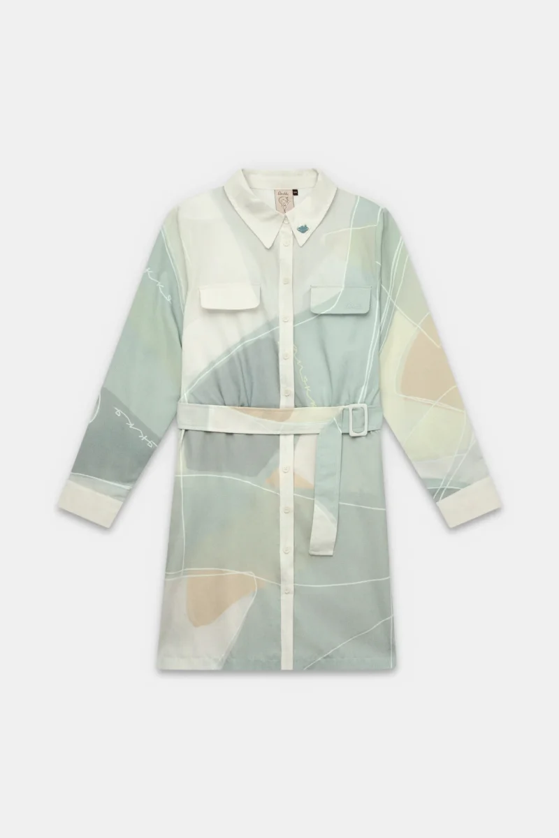 Vestido de manga larga verde - Imagen 2