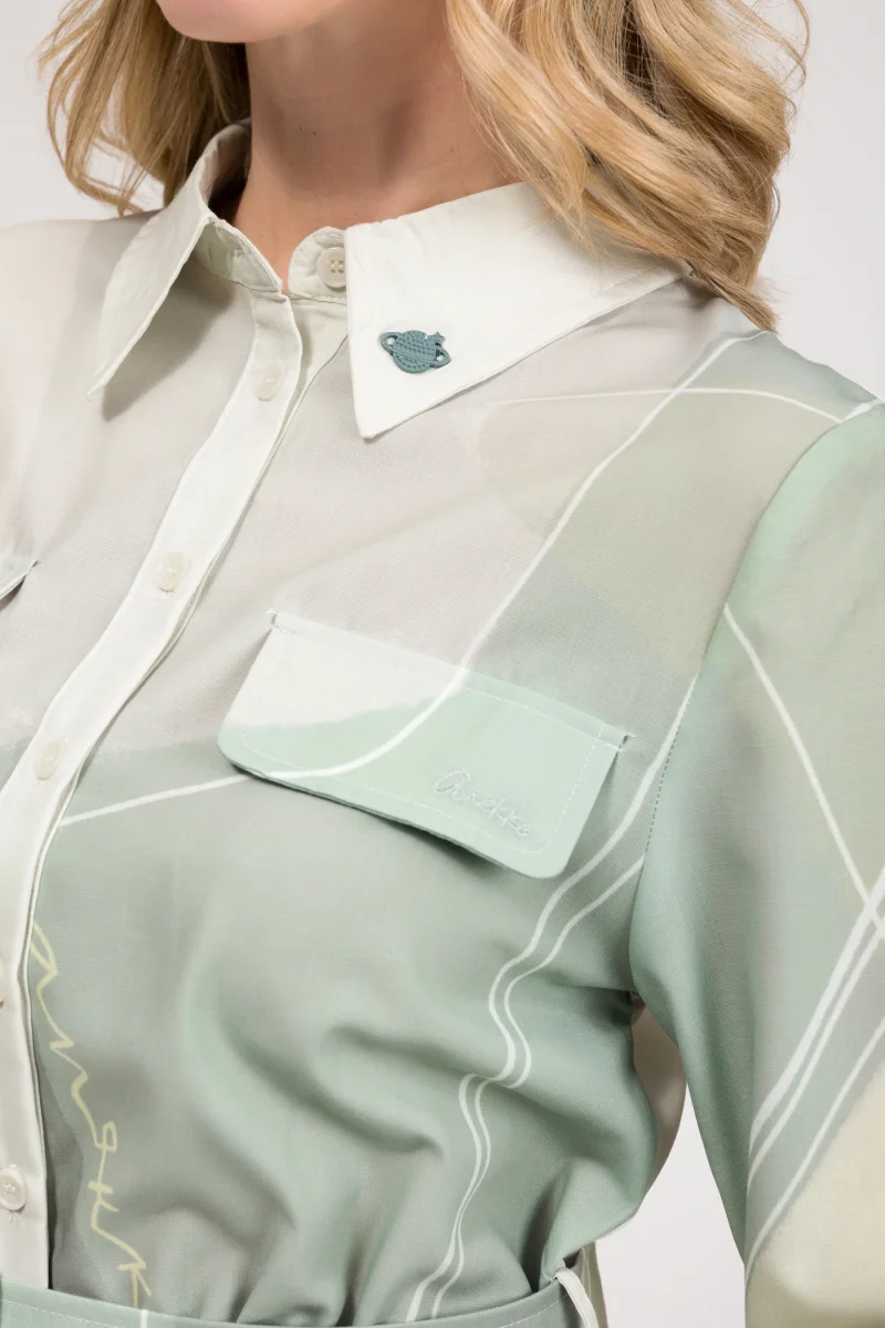 Vestido de manga larga verde - Imagen 5