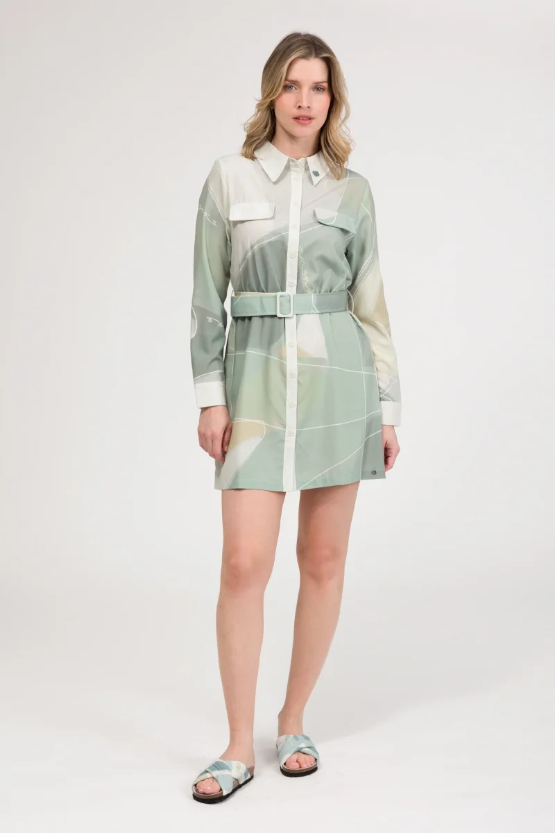 Vestido de manga larga verde - Imagen 3