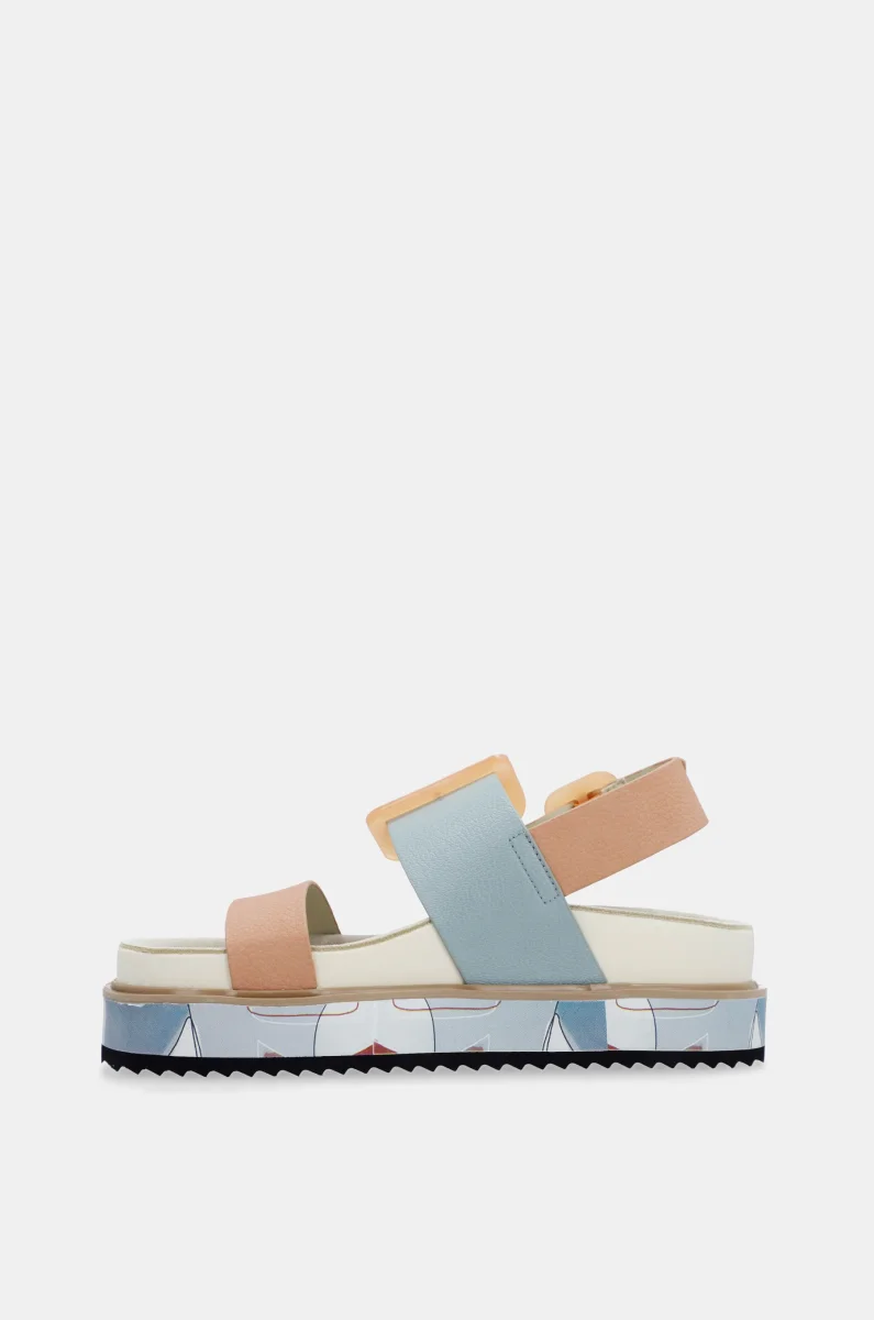 Sandalias plataforma azul y rosa-anaranjado - Imagen 6