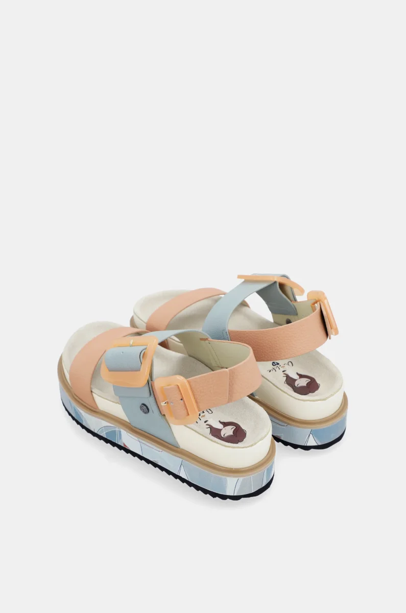 Sandalias plataforma azul y rosa-anaranjado - Imagen 7