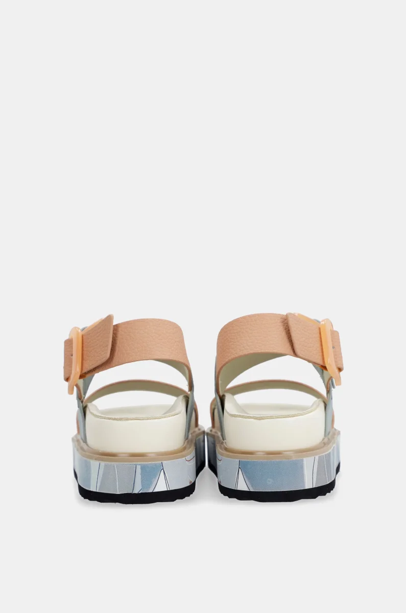 Sandalias plataforma azul y rosa-anaranjado - Imagen 8