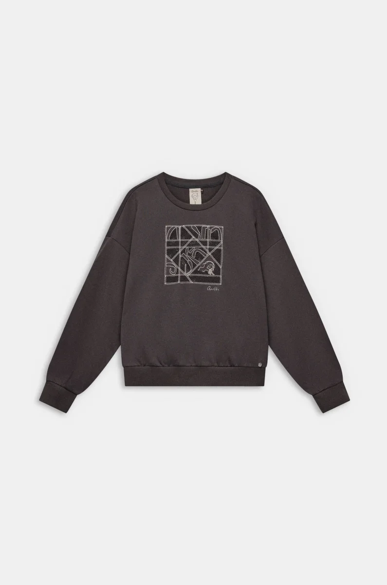 Sudadera gris con ilustración frontal