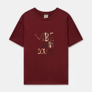 Camiseta burdeos manga corta