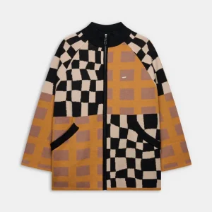 Cárdigan estampado geométrico con cremallera