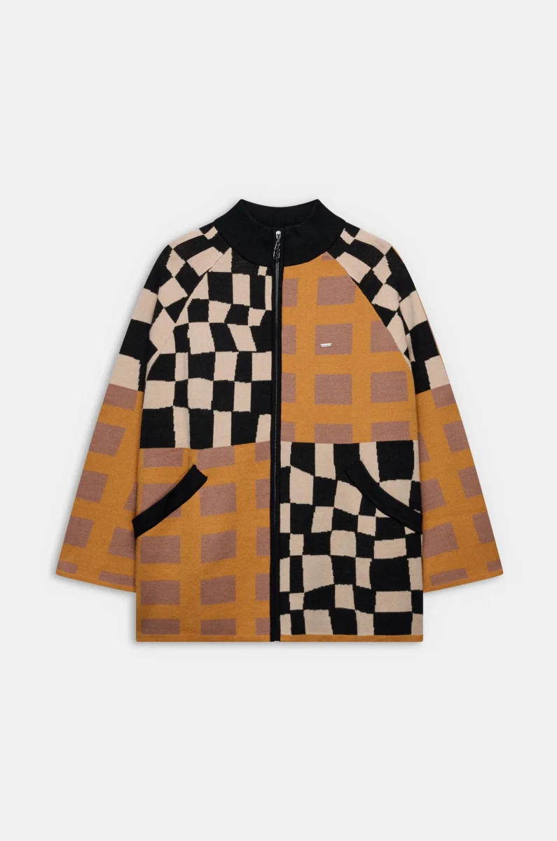 Cárdigan estampado geométrico con cremallera