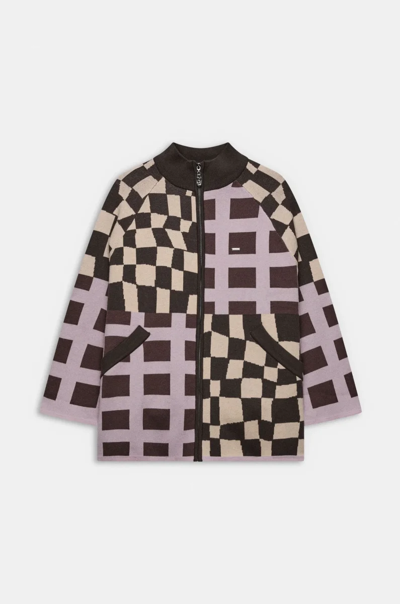 Cárdigan de punto bicolor con estampado