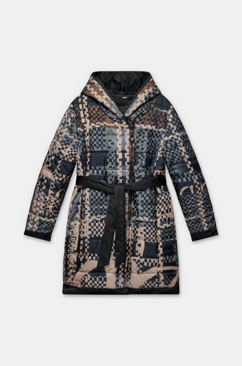 Abrigo reversible negro con capucha - Imagen 2