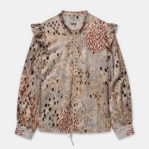 Blusa fluida estampada con volantes