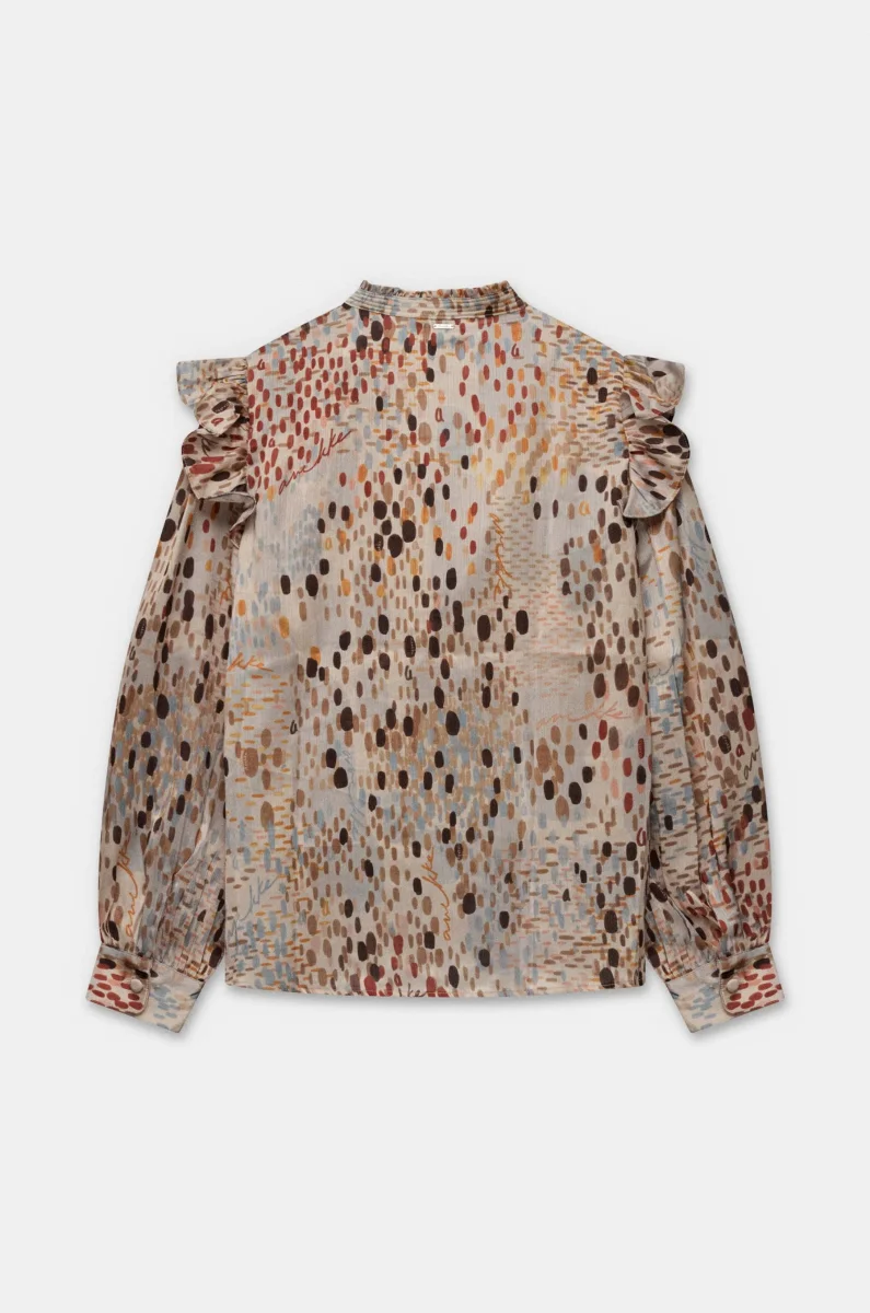 Blusa fluida estampada con volantes - Imagen 3